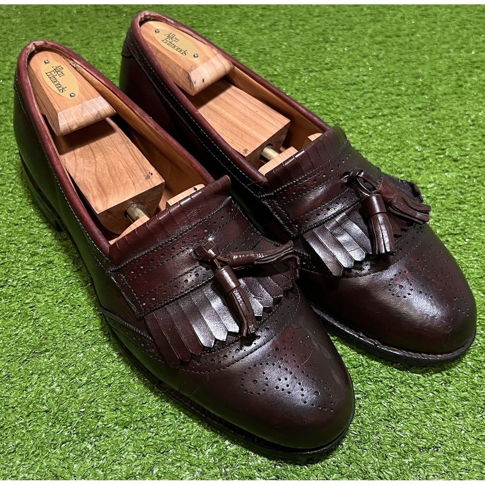 Allen Edmonds 10.5 C Bridgeton Burgundy Leather Tassel Loafers (Trees Included)